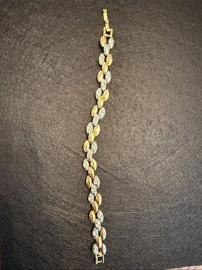 Women's Vintage Two-Tone Gold and Silver Leaf Link Bracelet